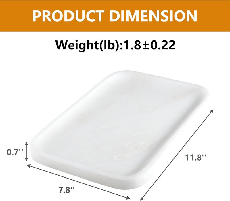 karibiber Vanity Tray, 11.8inch Marble Bathroom Tray for Countertop, White Marble Bathroom Dresser, Stone Serving Tray for Kitchen Counter, Storage Organizer for Decor, Perfume, Jewelry - Image 5